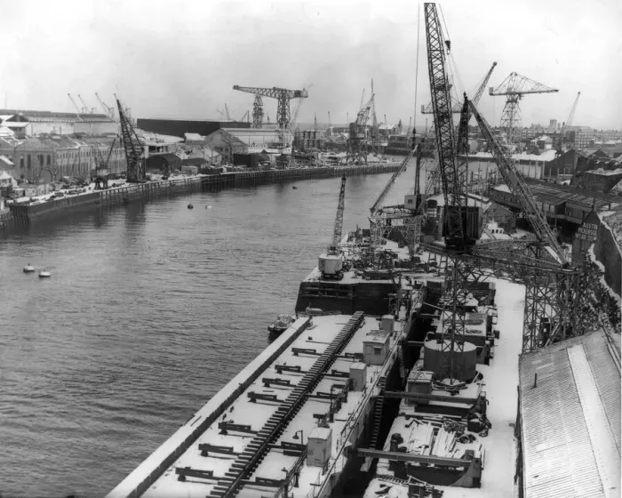 Framed Print : The jungle of steel and concrete is the heart of the River Wear industry seen from