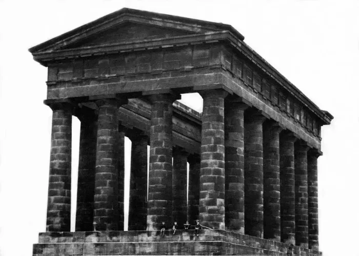 Framed Print : You can just spot a couple of children sitting on the base of Penshaw Momument