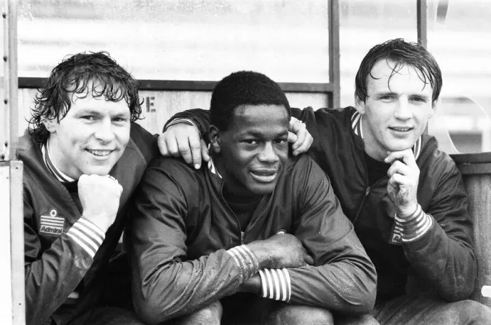 Framed Print : Justin Fashanu. pictured during England U21 training session, 15th March 1982 Framed Print : Justin Fashanu. pictured during England U21 training session, 15th March 1982