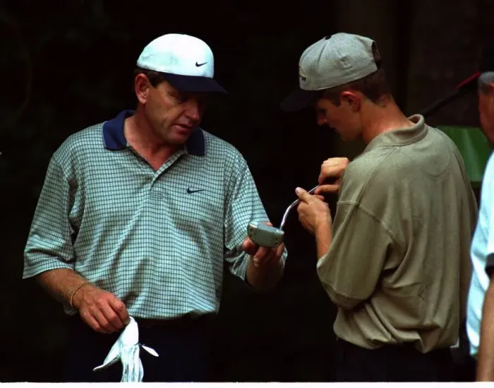 Framed Print : Justin Rose July 1998 under the watchful eye of his hero Nick Price as they Framed Print : Justin Rose July 1998 under the watchful eye of his hero Nick Price as they