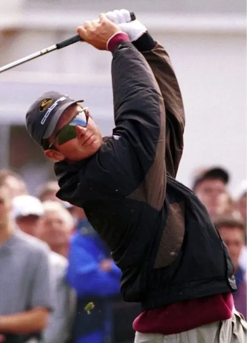 Framed Print : Justin Rose tees off on the first hole during the third round of the Open Golf Framed Print : Justin Rose tees off on the first hole during the third round of the Open Golf
