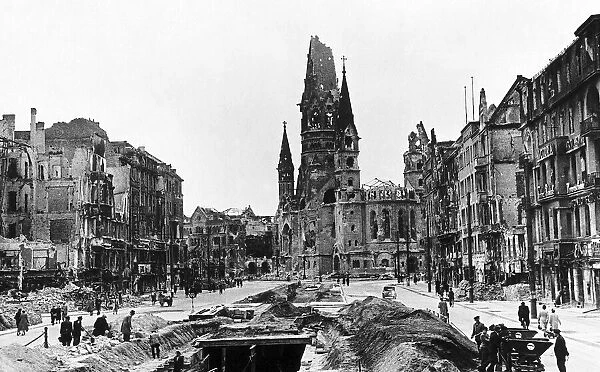 The Kaiser-Wilhelm-Gedachtniskirche church and surrounding buildings in Berlin Germany