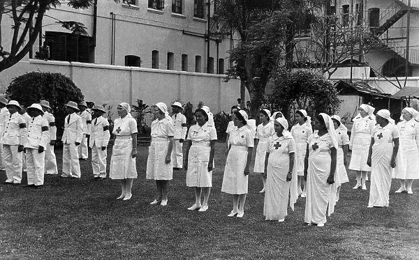 The Kandy branch of the Ceylon Red Cross at an inspection by Her Excellency Lady Moore