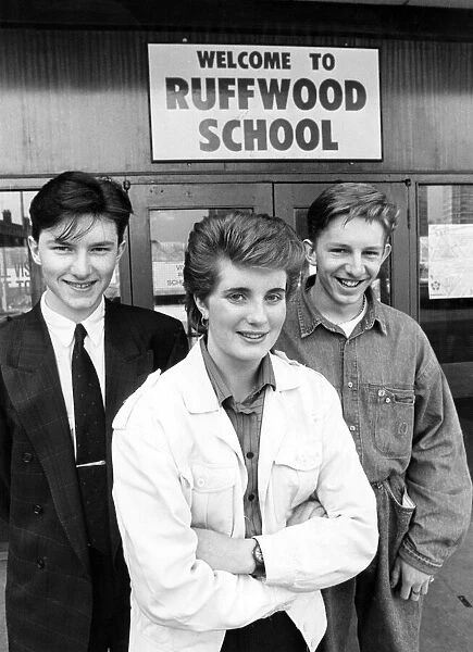 Karen Wilson with Carl Graham (left) and John Bride, pupils at Ruffwood Comprehensive