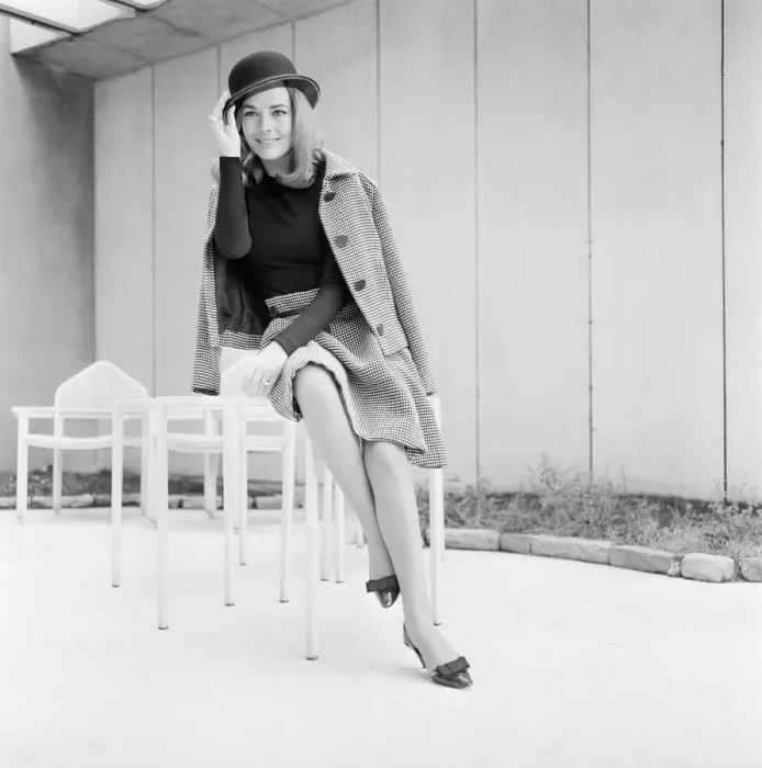 Framed Print : Karin Dor, German actress, in the UK to film scenes for new James Bond film Framed Print : Karin Dor, German actress, in the UK to film scenes for new James Bond film