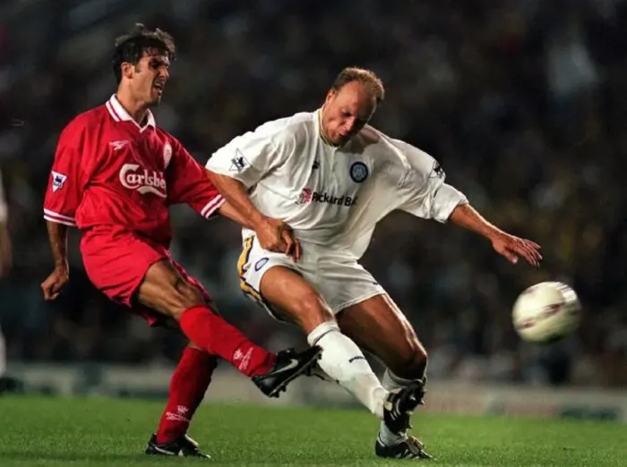  : Karl Heinz Riedle scores Liverpools 2nd goal August 1997 against Leeds United