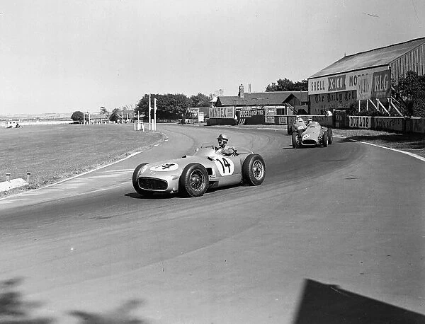 Karl Kling leads Roberto Mieres in the British Grand Prix at Aintree in Liverpool 1955