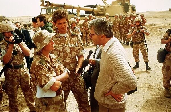Kate Adie Television Reporter speaking to John Major at the battlefront during the Gulf