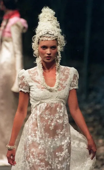 Framed Print : Kate Moss models Givenchy during Paris Fashion Week white Jane Austen style Framed Print : Kate Moss models Givenchy during Paris Fashion Week white Jane Austen style