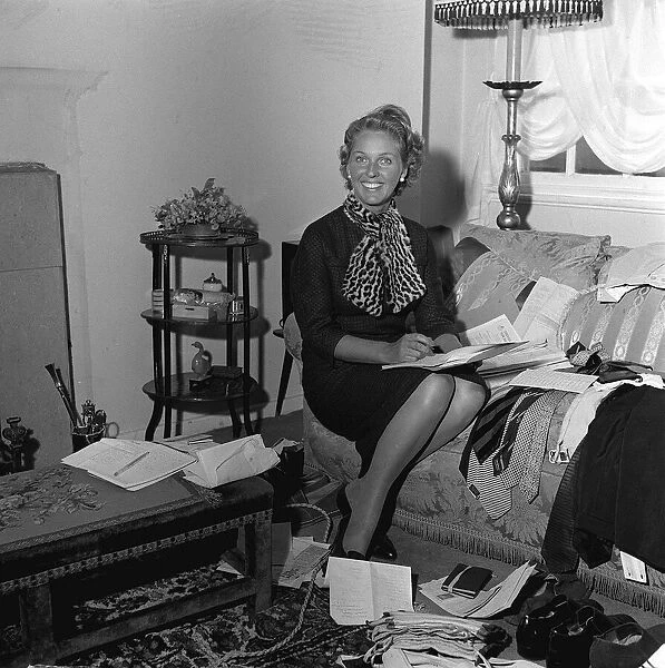 Katie Boyle Television presenter at home March 1962