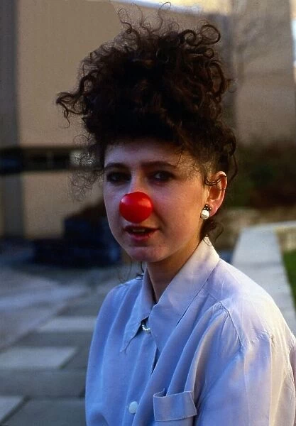 Katie Murphy wearing red nose February 1988