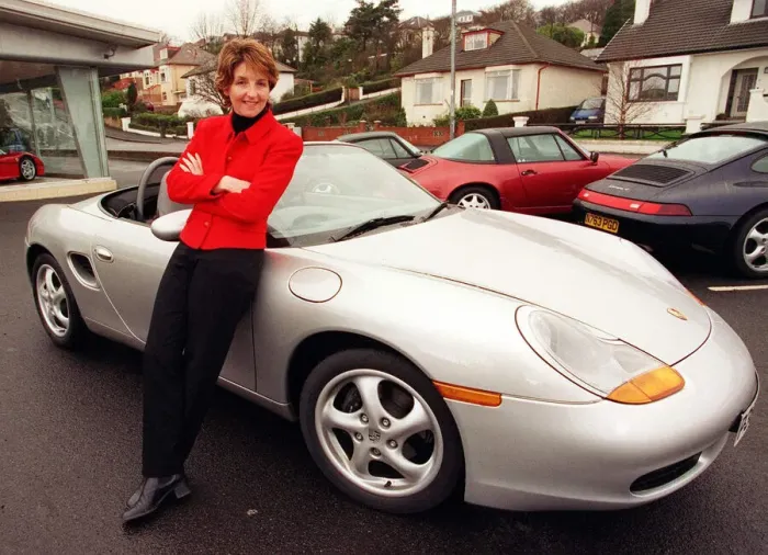 Framed Print : Kaye Adams TV Presenter and the Porsche Car