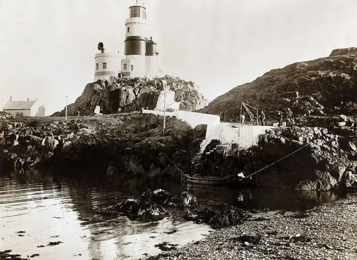 Framed Print : The keepers of the Skerries lighthouse take on provisions for Christmas from a Trinity Framed Print : The keepers of the Skerries lighthouse take on provisions for Christmas from a Trinity