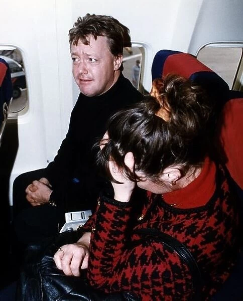 Keith Chegwin TV Presenter on a flight from manchester with a girl called Toni
