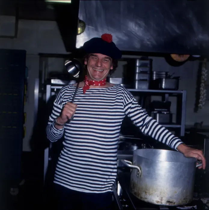 Framed Print : Keith Floyd television chef dressed as Frenchman circa 1990 Framed Print : Keith Floyd television chef dressed as Frenchman circa 1990