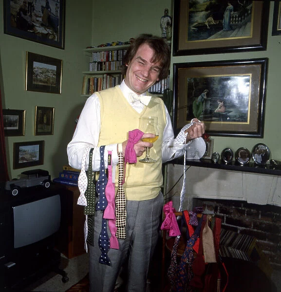Keith Floyd television chef with a selection of colourful bow ties