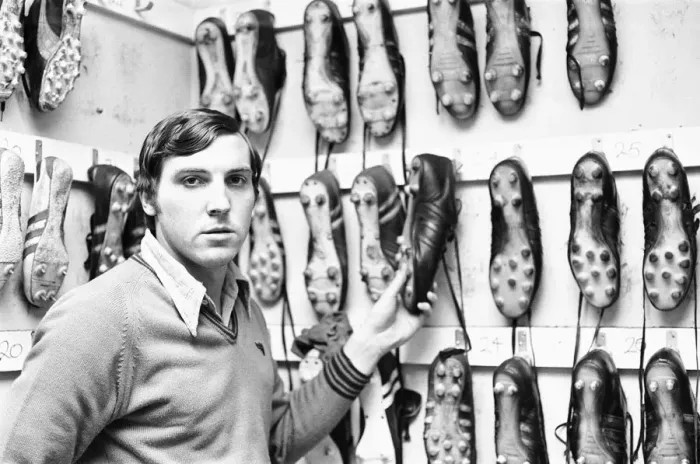 Framed Print : Keith Leonard Aston Villa striker seen here hanging up his boots for the last time after Framed Print : Keith Leonard Aston Villa striker seen here hanging up his boots for the last time after