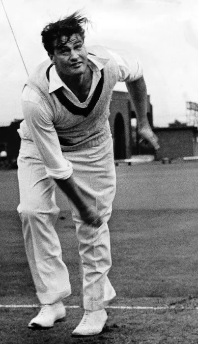 Framed Print : Keith Miller, Vice captain of the Australian cricket team bowling in the nets Framed Print : Keith Miller, Vice captain of the Australian cricket team bowling in the nets