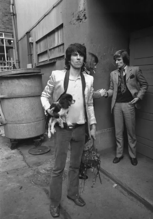 Framed Print : Keith Richards arrives at Coventry Theatre carrying a King Charles Spaniel under his arm Framed Print : Keith Richards arrives at Coventry Theatre carrying a King Charles Spaniel under his arm