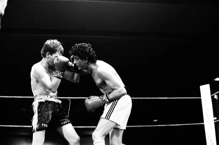Framed Print : Keith Wallace v Esteban Eguia. Featherweight Boxing. 1st Feb 1984 Framed Print : Keith Wallace v Esteban Eguia. Featherweight Boxing. 1st Feb 1984
