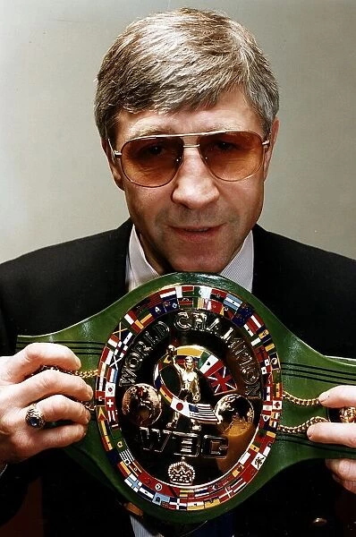 Ken Buchanan former WBC boxing champion holding the World Championship WBC belt