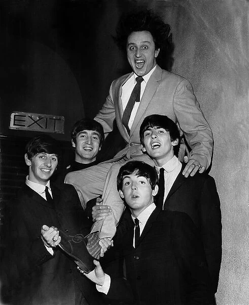 Ken Dodd with The Beatles 25 November 1963. Left to right: Ringo Starr, John Lennon