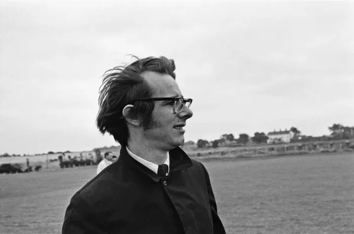 Framed Print : Ken Loach, (film director) on the school football playing field Framed Print : Ken Loach, (film director) on the school football playing field