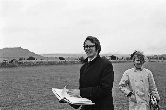 Framed Print : Ken Loach, (film director) on the school football playing field Framed Print : Ken Loach, (film director) on the school football playing field