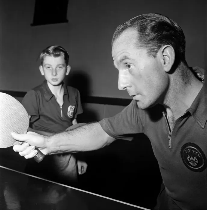 Framed Print : Ken Stanley, former England table tennis international, will be partnered by David Framed Print : Ken Stanley, former England table tennis international, will be partnered by David