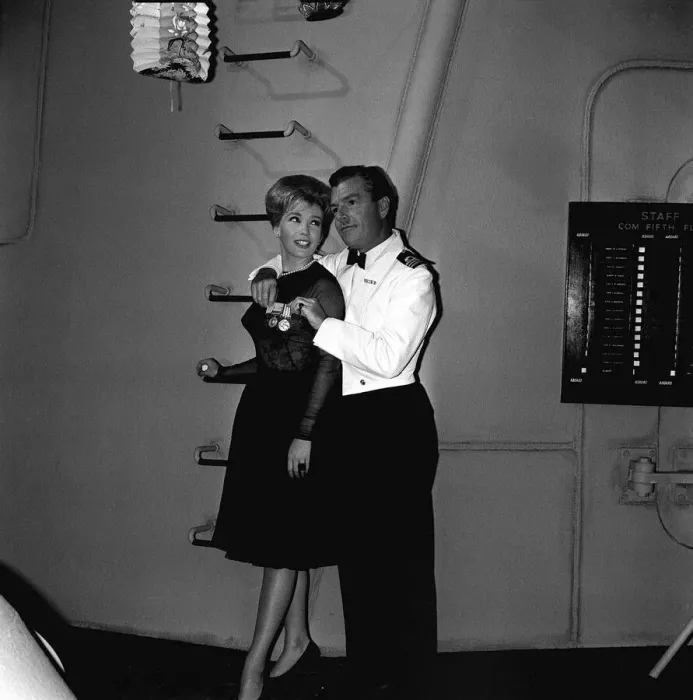 Framed Print : Kenneth More actor & Joan O Brien actress June 1962 Sailors uniform Framed Print : Kenneth More actor & Joan O Brien actress June 1962 Sailors uniform