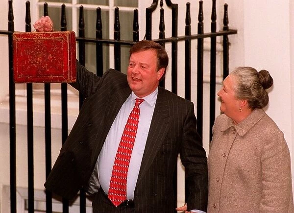 Kenneth Clarke MP Chancellor of the Exchequer with wife Gillian on budget day