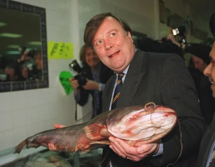 Framed Print : KENNETH CLARKE MP HOLDING A LARGE FISH Framed Print : KENNETH CLARKE MP HOLDING A LARGE FISH