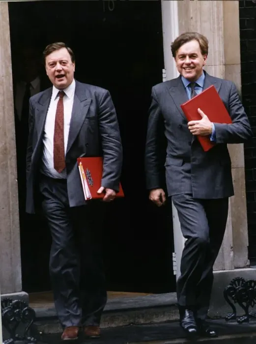 Framed Print : Kenneth Clarke MP leaving No 10 Downing street with John Patten MP Framed Print : Kenneth Clarke MP leaving No 10 Downing street with John Patten MP