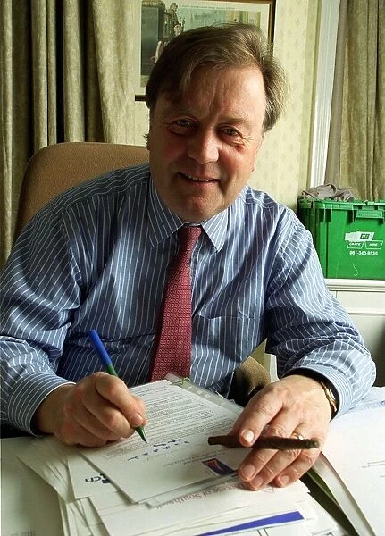 Kenneth Clarke MP at his Parliamentry Office December 1998 working at his desk