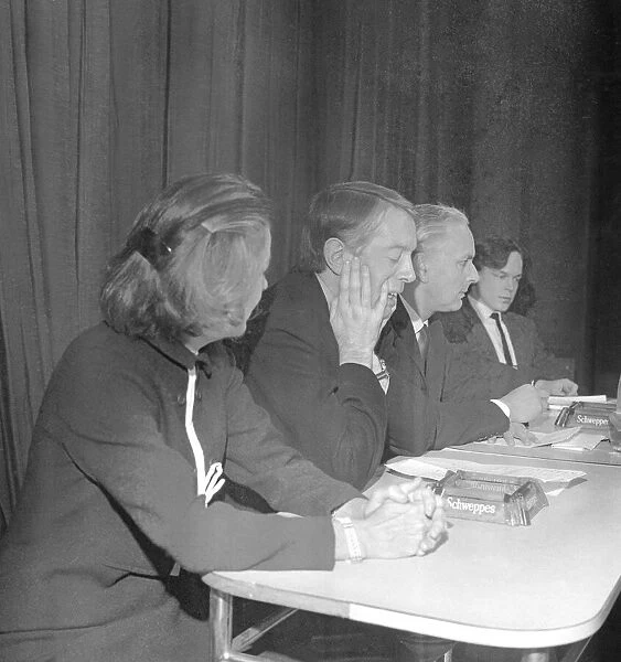 Kenneth Tynan (second in from left) taking part in a debate on cencorship after swearing