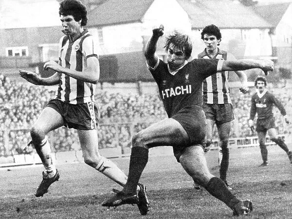 Kenny Dalglish in action scoring goal for Liverpool against Brighton Hove Albion in their