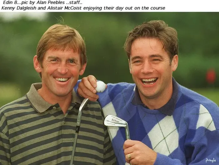 Framed Print : Kenny Dalglish Blackburn Rovers (L) with Ally McCoist Rangers football player on golf Framed Print : Kenny Dalglish Blackburn Rovers (L) with Ally McCoist Rangers football player on golf
