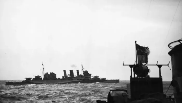 Framed Print : The Kent class cruiser of the Royal Navy HMS Cumberland at sea during the Second World