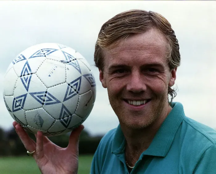Framed Print : Kerry Dixon, former footballer who played for Chelsea. Holding a football and smiling Framed Print : Kerry Dixon, former footballer who played for Chelsea. Holding a football and smiling