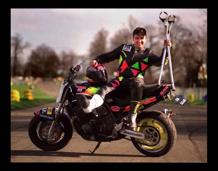 Framed Print : Kevin Carmichael during stunt Championships March 1998 Motorcycle Framed Print : Kevin Carmichael during stunt Championships March 1998 Motorcycle