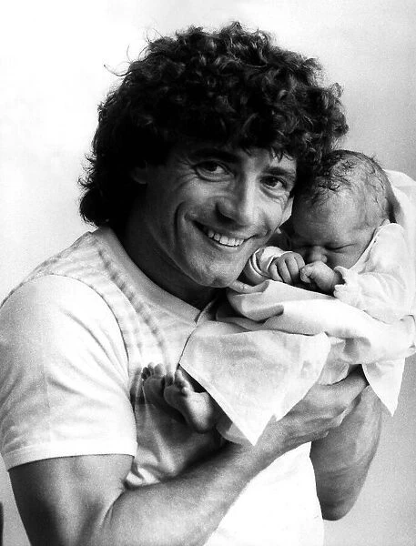 Kevin Keegan and new born daughter Sarah Marie after his wife gave birth to a baby