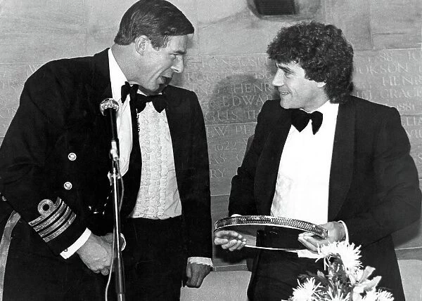 Kevin Keegan receives the Northern Sportsman of the Year award from Captain Jeremy Larken