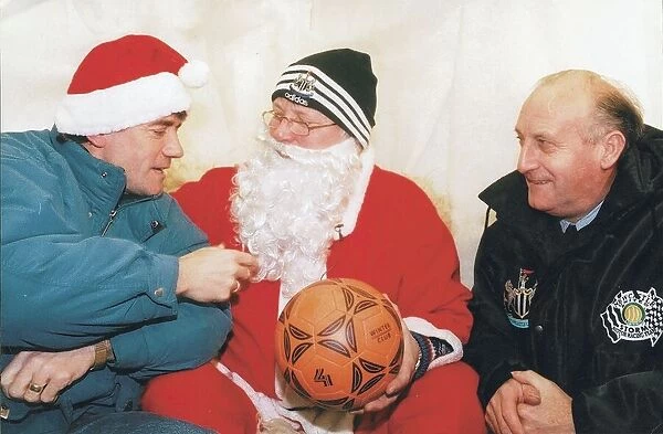Kevin Keegan and Sir John Hall meet Santa Claus in Norway in 1996 Newcastle United