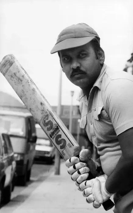 Framed Print : Khwaja Akhtar Hussain, batsman for Boro Electronics. 18th July 1987 Framed Print : Khwaja Akhtar Hussain, batsman for Boro Electronics. 18th July 1987