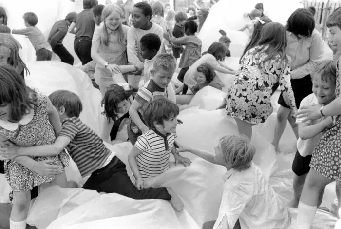 Framed Print : Kids in the Park: It was shoes off in Tabbard Gardens, Bermondsey, today (Saturday) Framed Print : Kids in the Park: It was shoes off in Tabbard Gardens, Bermondsey, today (Saturday)