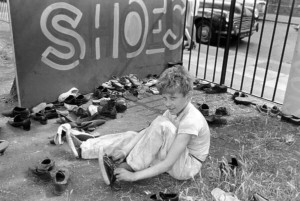 Kids in the Park: It was shoes off in Tabbard Gardens, Bermondsey, today (Saturday)