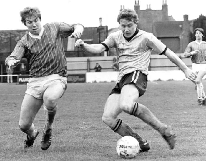 Framed Print : Kim Casey (right) of AP Leamington, they are playing against poole, 7th May 1983 Framed Print : Kim Casey (right) of AP Leamington, they are playing against poole, 7th May 1983