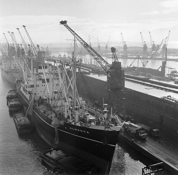 King George Dock in Hull, East Yorkshire. 16th March 1965