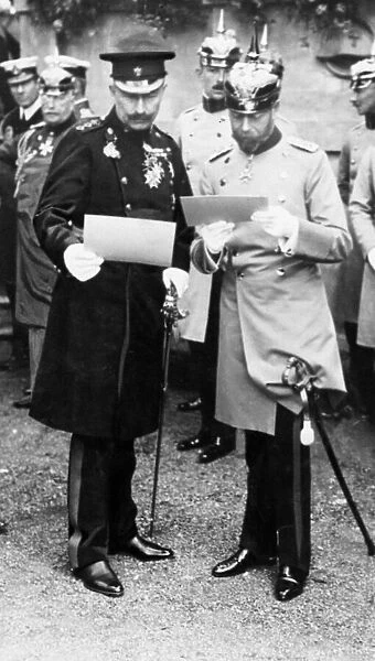 King George V accompanied by his cousin Kaiser Wilhelm II of Germany