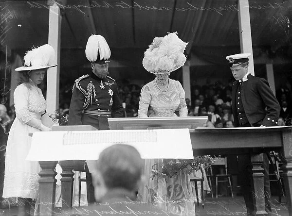King George V Queen Mary Princess Mary and the Prince of Wales seen here during a Royal